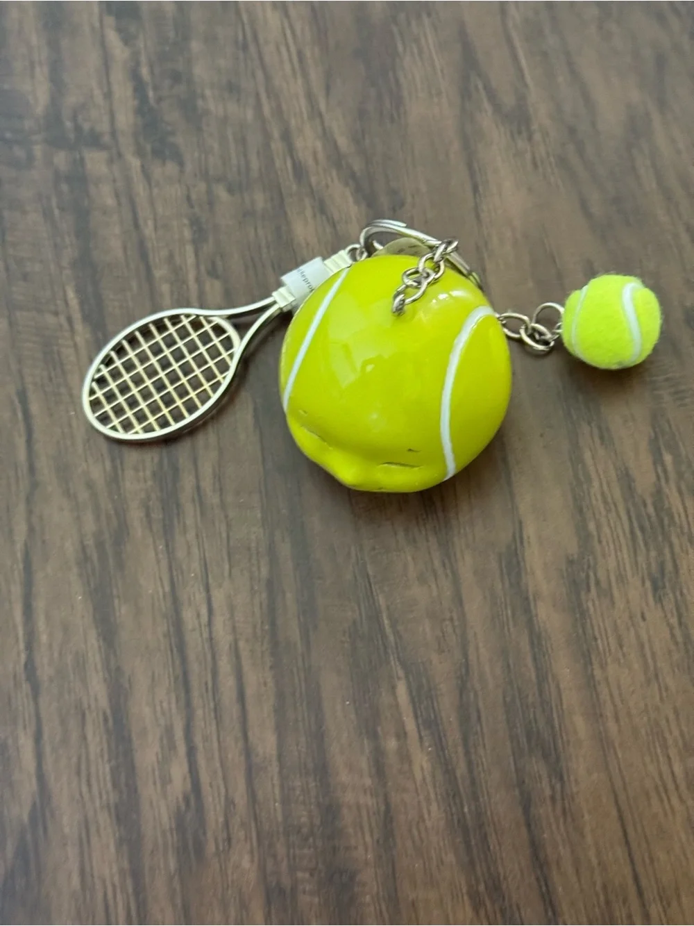 Urban outfitters Tennis Ball & Racket Keychain - Neon Yellow
